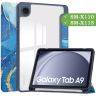 Чехол с прозрачной задней крышкой для Samsung Galaxy Tab A9 (синий мрамор), прозр. акрил
