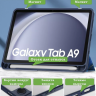 Чехол с прозрачной задней крышкой для Samsung Galaxy Tab A9 (синий мрамор), прозр. акрил