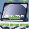 Чехол с прозрачной задней крышкой для Samsung Galaxy Tab A9 (синий мрамор), прозр. акрил