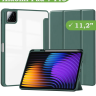 Чехол с прозрачной задней крышкой для Xiaomi Pad 7, Xiaomi Pad 7 Pro (темно-зеленый), прозр. акрил