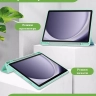Чехол с прозрачной задней крышкой для Samsung Galaxy Tab A9 Plus (зеленый мрамор), прозр. акрил