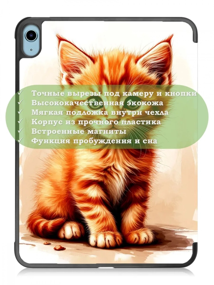 Чехол для iPad 10.9 2022 10th gen, Рыжий котенок