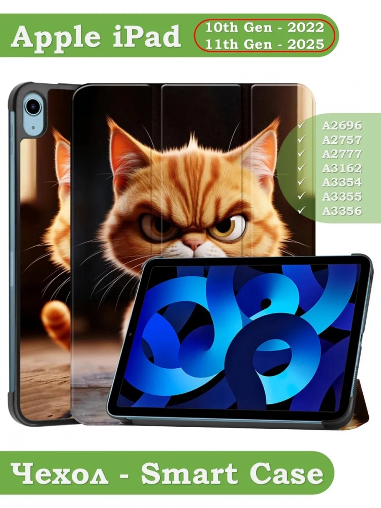Чехол для iPad 10.9 2022 10th gen, Злой кот