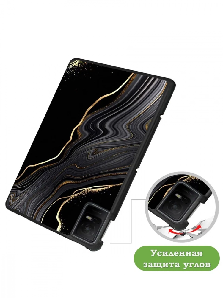 Чехол для TCL NxtPaper 11, TCL TAB 11, Черный мрамор
