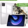 Чехол с прозрачной задней крышкой для Xiaomi Pad 6, Xiaomi Pad 6 Pro (серый мрамор), прозр. акрил