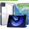 Чехол с прозрачной задней крышкой для Xiaomi Pad 6, Xiaomi Pad 6 Pro (синий мрамор), прозр. акрил