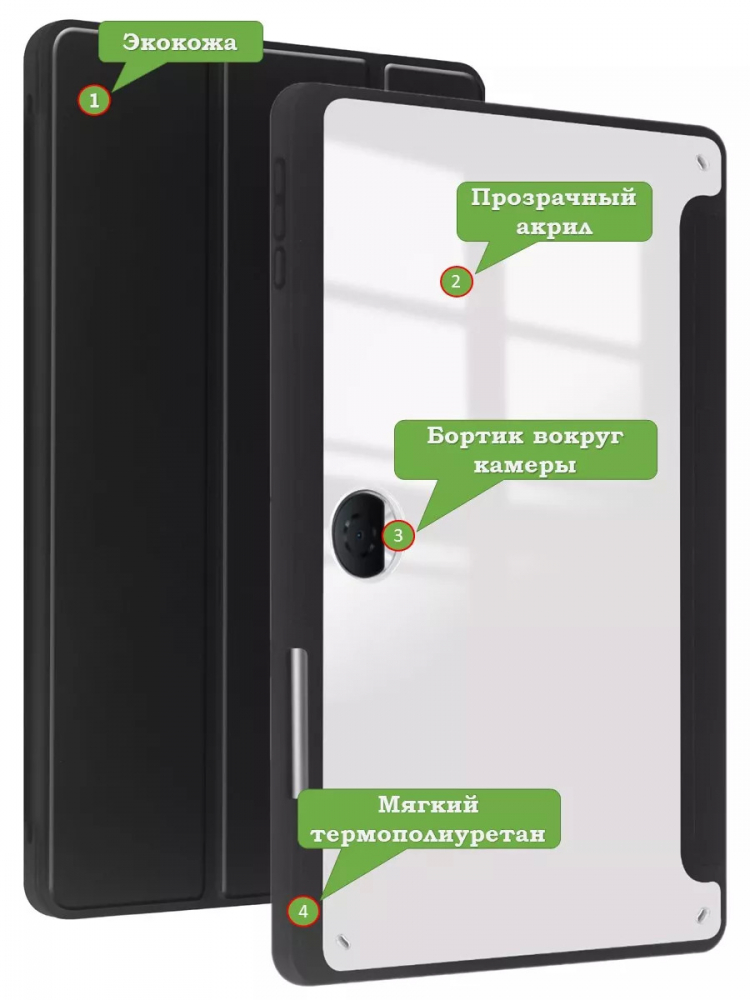 Чехол с прозрачной задней крышкой для Honor Pad 9 (розовый), прозр. акрил
