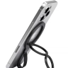Магнитное кольцо держатель MagSafe c силиконовым ремешком (черный карбон) №1