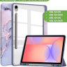 Чехол с прозр. акрил для Samsung Galaxy Tab S9, S9 FE, S10 FE, S10 Lite (фиолетовый мрамор), прозр. акрил