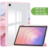 Чехол с прозрачной задней крышкой для Samsung Galaxy Tab S11 (розовый мрамор), прозр. акрил