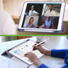 Чехол с прозрачной задней крышкой для iPad 10.2 (фиолетовый мрамор), прозр. акрил