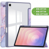 Чехол с прозрачной задней крышкой для Samsung Galaxy Tab S11 (фиолетовый мрамор), прозр. акрил
