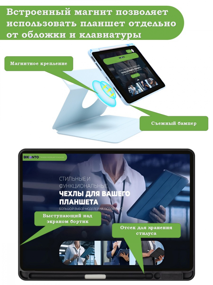 Чехол с клавиатурой для Tab A11+ (А11 Plus+) (черный), поворотный