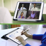 Чехол с прозрачной задней крышкой для iPad 10.2 (синий мрамор), прозр. акрил