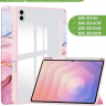 Чехол с прозрачной задней крышкой для Samsung Galaxy Tab S11 Ultra (розовый мрамор), прозр. акрил