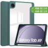 Чехол с прозрачной задней крышкой для Samsung Galaxy Tab A9 (темно-зеленый), прозр. акрил