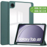Чехол с прозрачной задней крышкой для Samsung Galaxy Tab A9 (т.зеленый), прозр. акрил