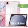 Чехол с прозрачной задней крышкой для Samsung Galaxy Tab A9 (розовый мрамор), прозр. акрил