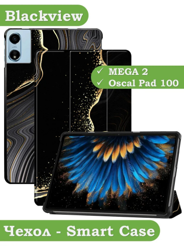 Чехол для Blackview MEGA 2, Oscal Pad 100, Teclast T60 Plus, DOOGEE T36 (Черный мрамор)