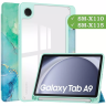 Чехол с прозрачной задней крышкой для Samsung Galaxy Tab A9 (зеленый мрамор), прозр. акрил