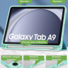 Чехол с прозрачной задней крышкой для Samsung Galaxy Tab A9 (зеленый мрамор), прозр. акрил