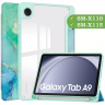 Чехол с прозрачной задней крышкой для Samsung Galaxy Tab A9 (зеленый мрамор), прозр. акрил