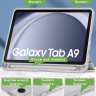 Чехол с прозрачной задней крышкой для Samsung Galaxy Tab A9 (серый мрамор), прозр. акрил