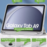 Чехол с прозрачной задней крышкой для Samsung Galaxy Tab A9 (серый мрамор), прозр. акрил