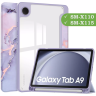Чехол с прозрачной задней крышкой для Samsung Galaxy Tab A9 (фиолетовый мрамор), прозр. акрил
