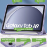 Чехол с прозрачной задней крышкой для Samsung Galaxy Tab A9 (фиолетовый мрамор), прозр. акрил